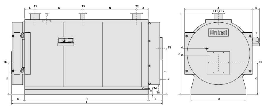 Габаритные размеры и подключения котлов TRISTAR 2S 3900... TRISTAR 2S 6100