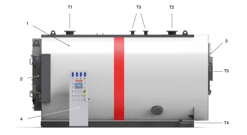 Основные элементы конструкции водогрейного котла TERNOX D 2P от Unical